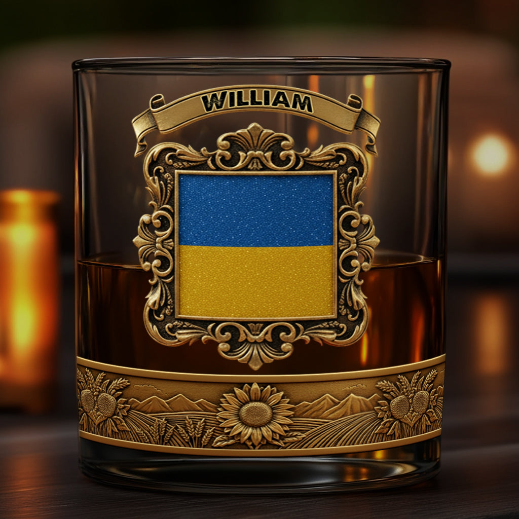 Flag of Ukraine - Personalized Expats Whiskey Glass