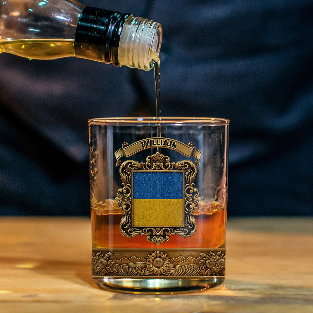 Flag of Ukraine - Personalized Expats Whiskey Glass