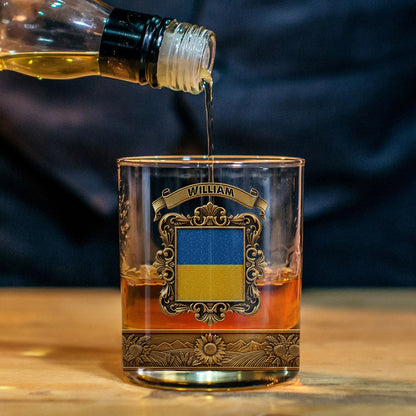 Flag of Ukraine - Personalized Expats Whiskey Glass