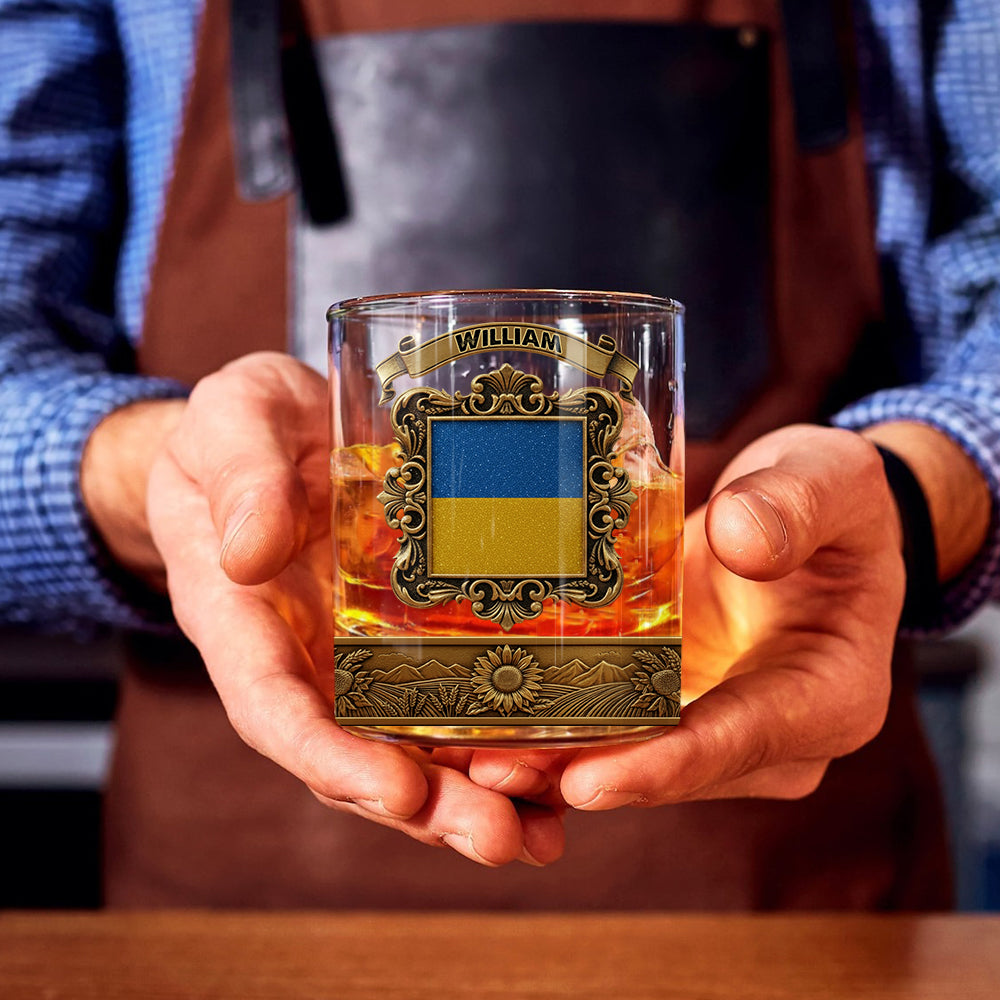 Flag of Ukraine - Personalized Expats Whiskey Glass