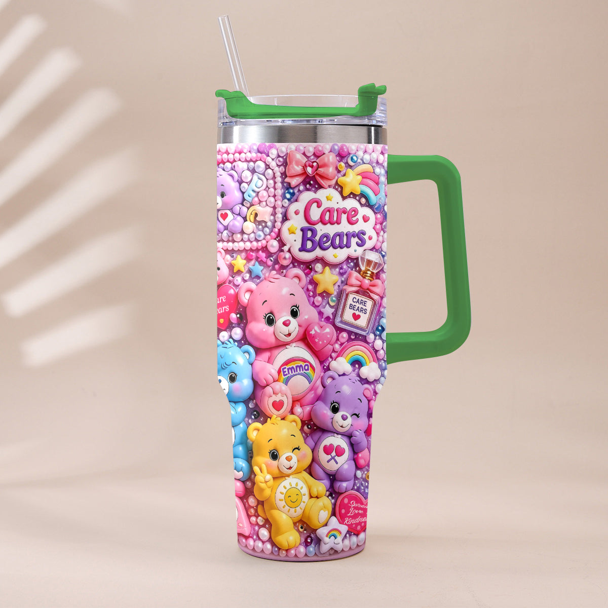Cute Bears - Personalized Carebear Tumbler With Plush Charm