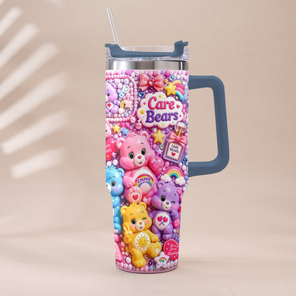 Cute Bears - Personalized Carebear Tumbler With Plush Charm