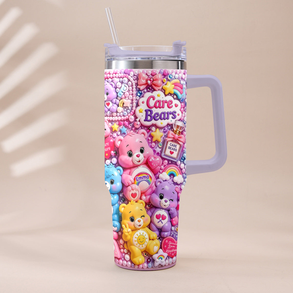 Cute Bears - Personalized Carebear Tumbler With Plush Charm