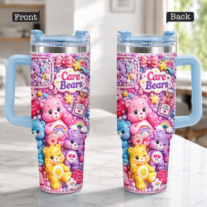 Cute Bears - Personalized Carebear Tumbler With Plush Charm