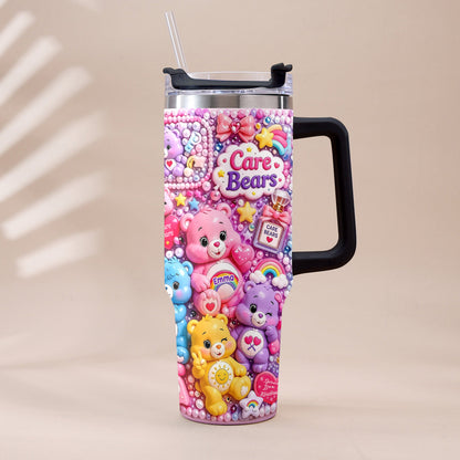 Cute Bears - Personalized Carebear Tumbler With Plush Charm