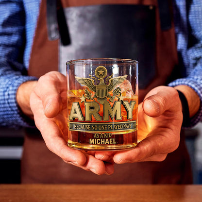 As A Kid - Personalized Veteran Whiskey Glass