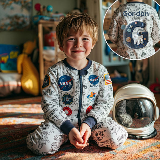 Gift For Astronauts Loving Kid - Personalized Kid Pajamas Set