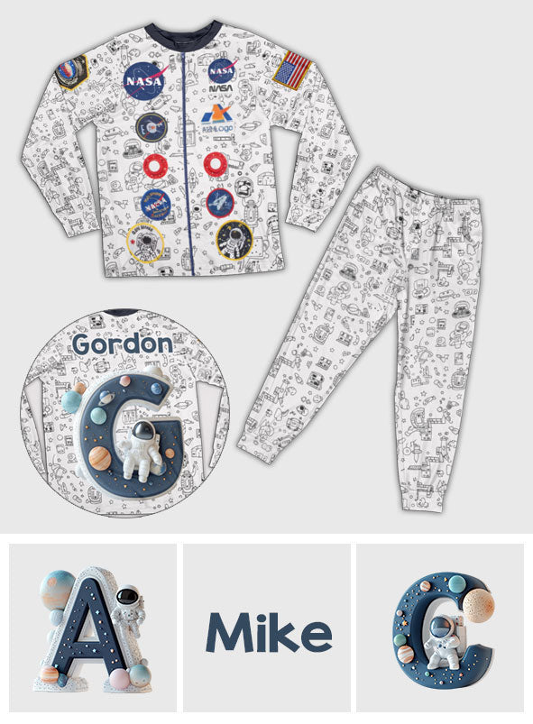 Gift For Astronauts Loving Kid - Personalized Kid Pajamas Set