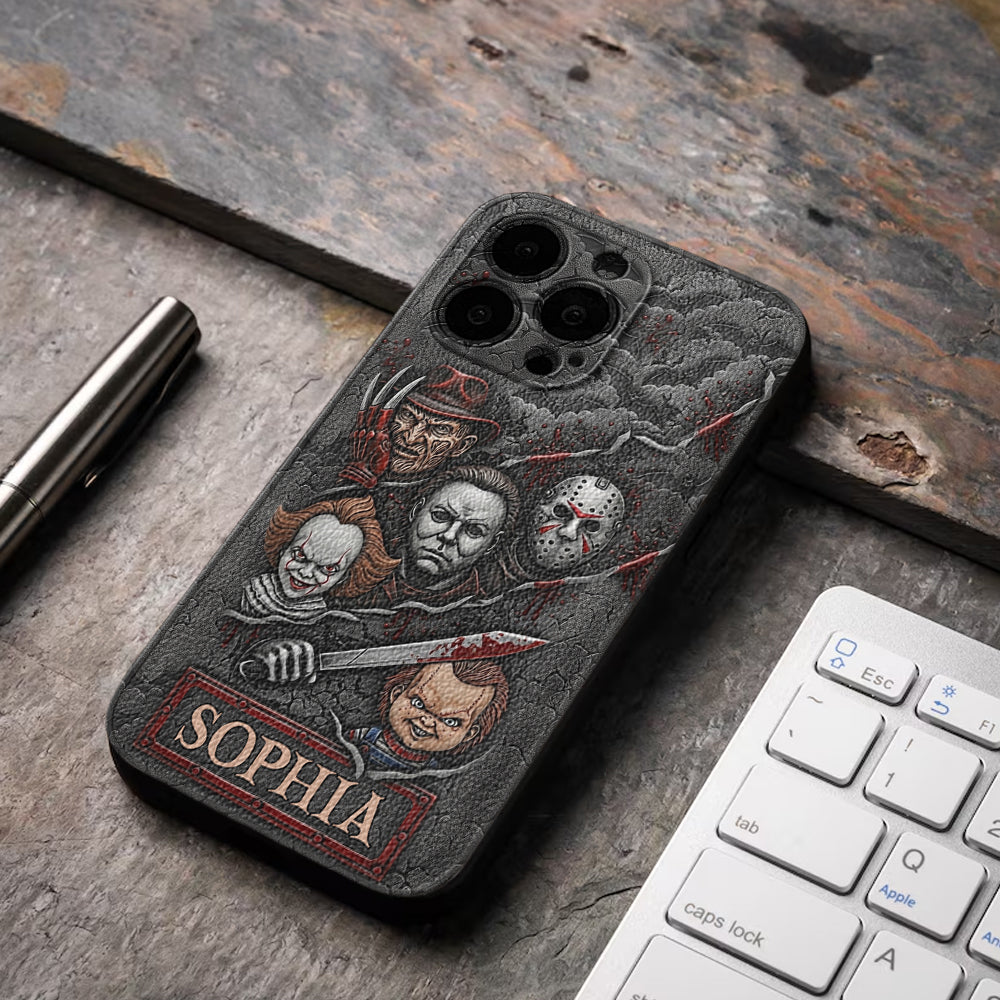 Scary Characters - Personalized Leather Phone Case