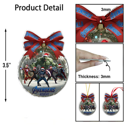 Merry Christmas Our Heroes - Personalized Marvelous Universe Ornament