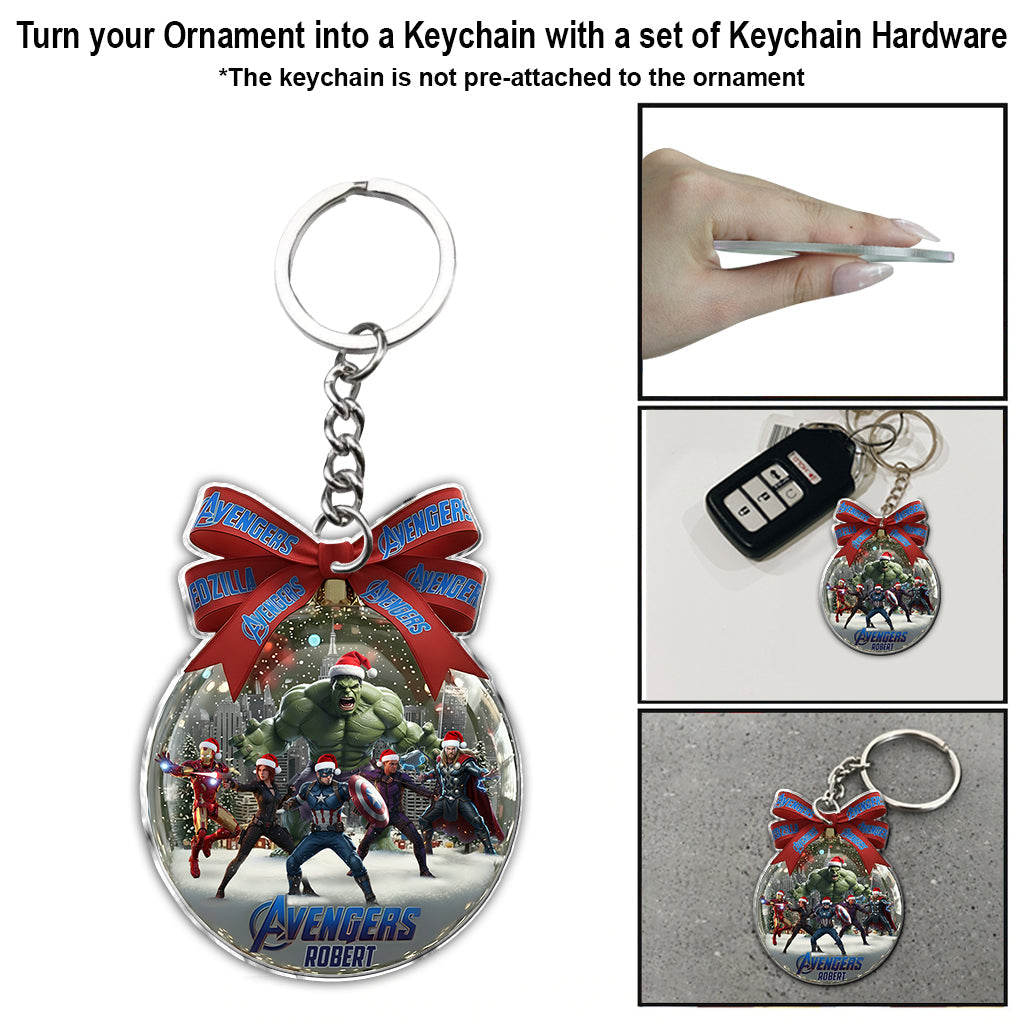 Merry Christmas Our Heroes - Personalized Marvelous Universe Ornament