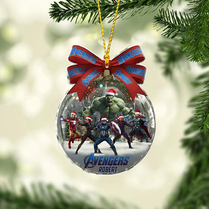 Merry Christmas Our Heroes - Personalized Marvelous Universe Ornament
