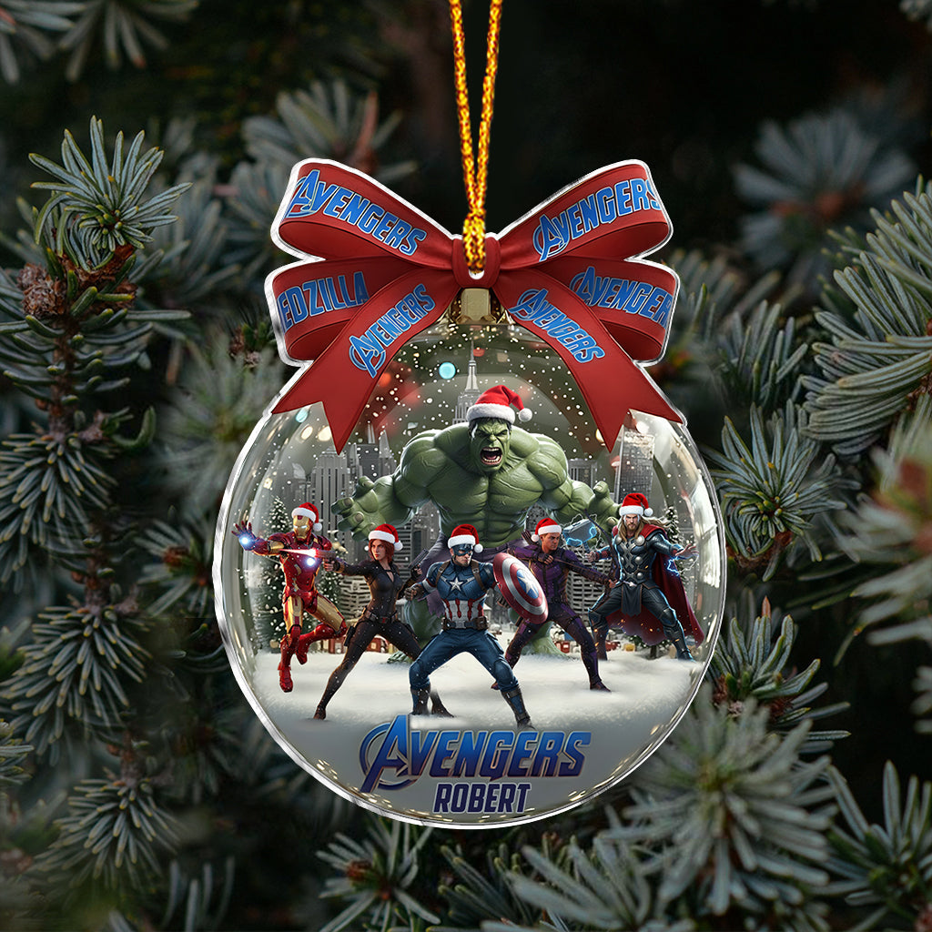 Merry Christmas Our Heroes - Personalized Marvelous Universe Ornament