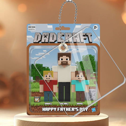 Dadcraft, Father's Day Gift For Game Dad - Personalized Block World Multilayer 3D Box Tag