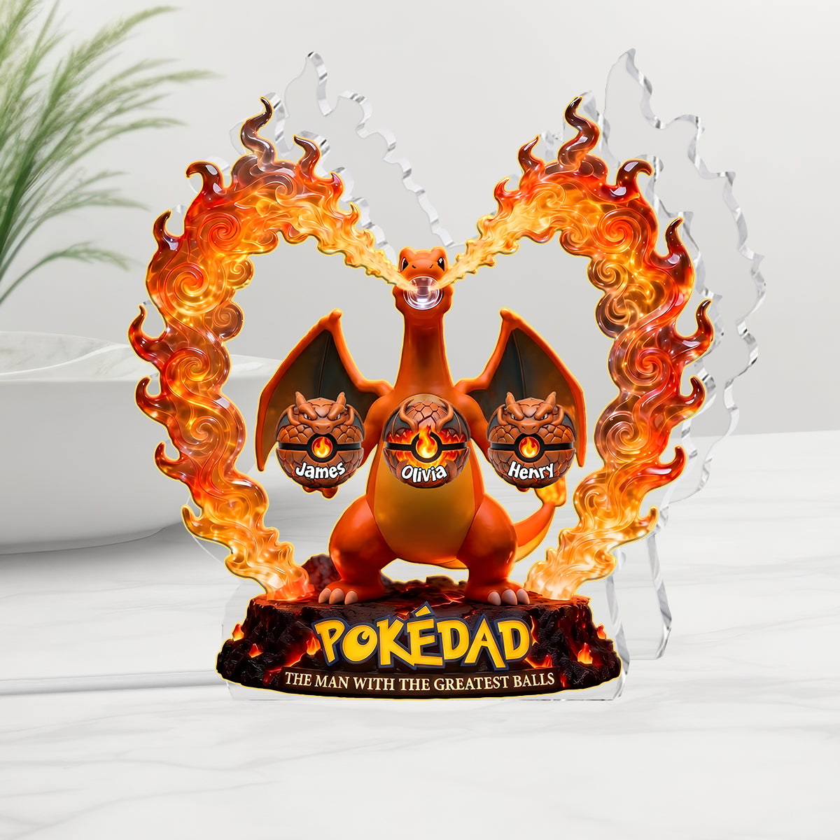 Legendary Pokedad - Personalized Monster Trainer Acrylic LED Night Light