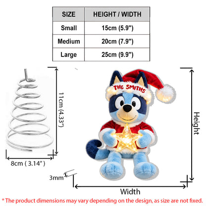 Merry Christmas - Personalized Blue Dog LED Light Tree Topper