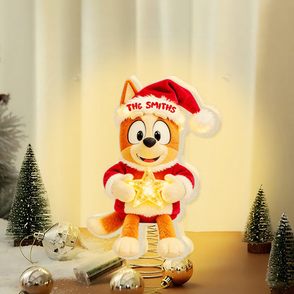 Merry Christmas - Personalized Blue Dog LED Light Tree Topper