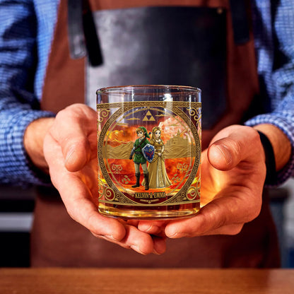 The Legend of the Triforce - Personalized The Hero's Legend Whiskey Glass