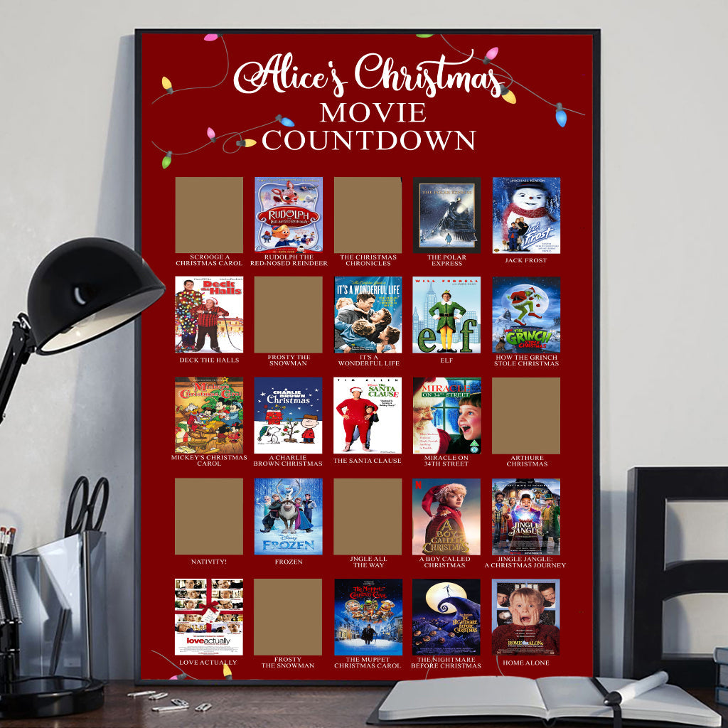 Christmas Movie Countdown - Personalized Christmas Scratch-Off Poster