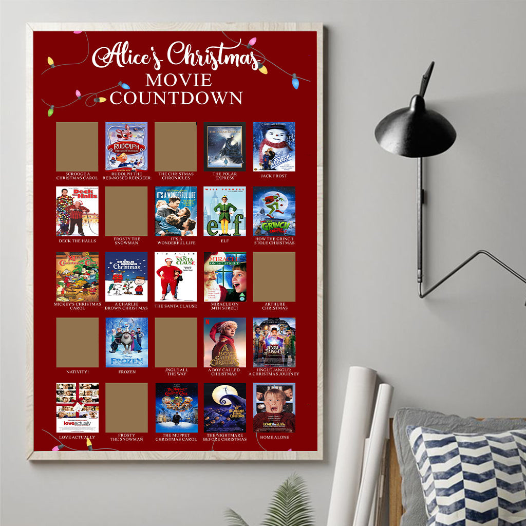 Christmas Movie Countdown - Personalized Christmas Scratch-Off Poster