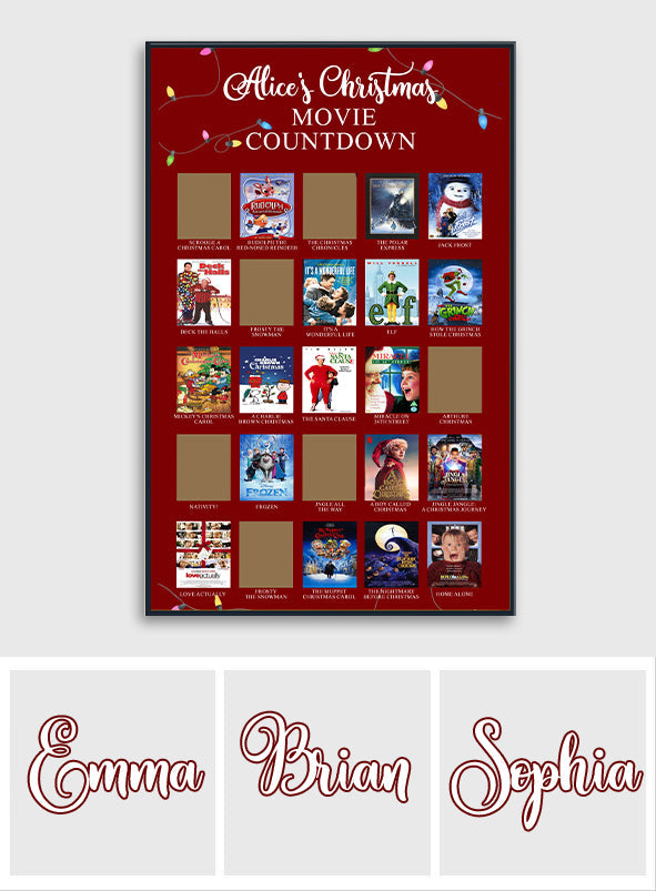 Christmas Movie Countdown - Personalized Christmas Scratch-Off Poster