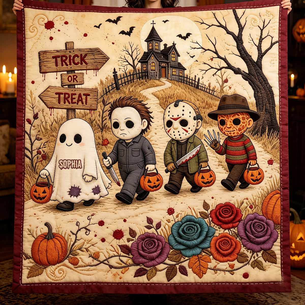 Trick Or Treat - Personalized Horror Character Blanket