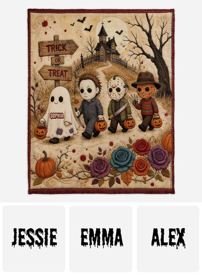 Trick Or Treat - Personalized Horror Character Blanket