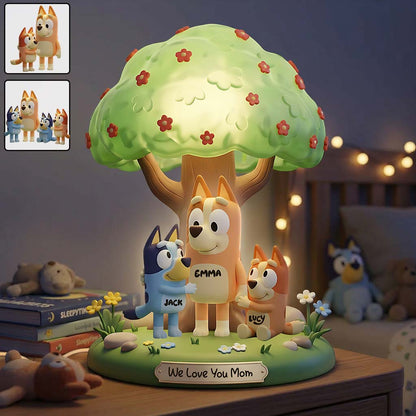 Blue & Orange Puppies' Mom - Personalized Blue Dog Acrylic LED Night Light