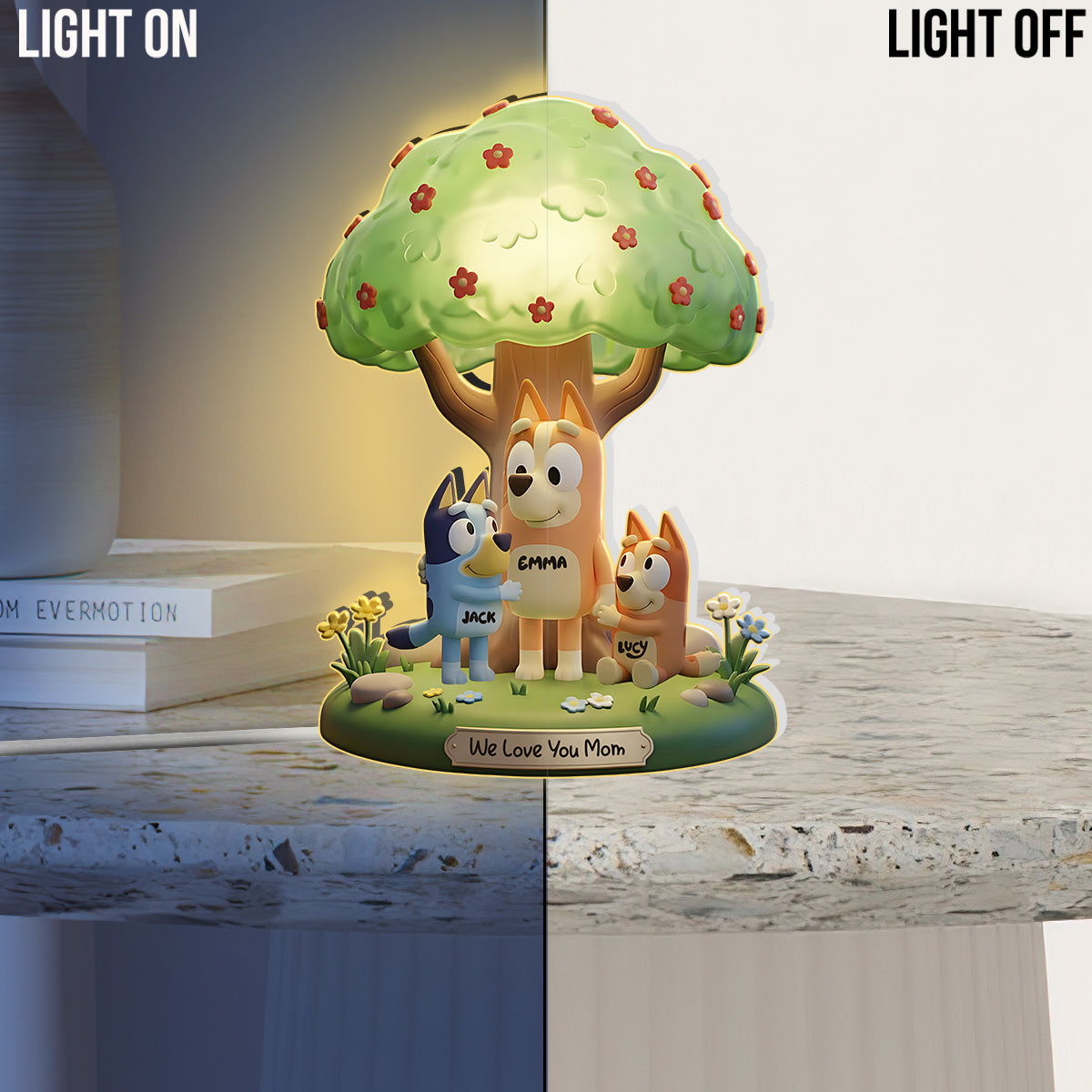 Blue & Orange Puppies' Mom - Personalized Blue Dog Acrylic LED Night Light