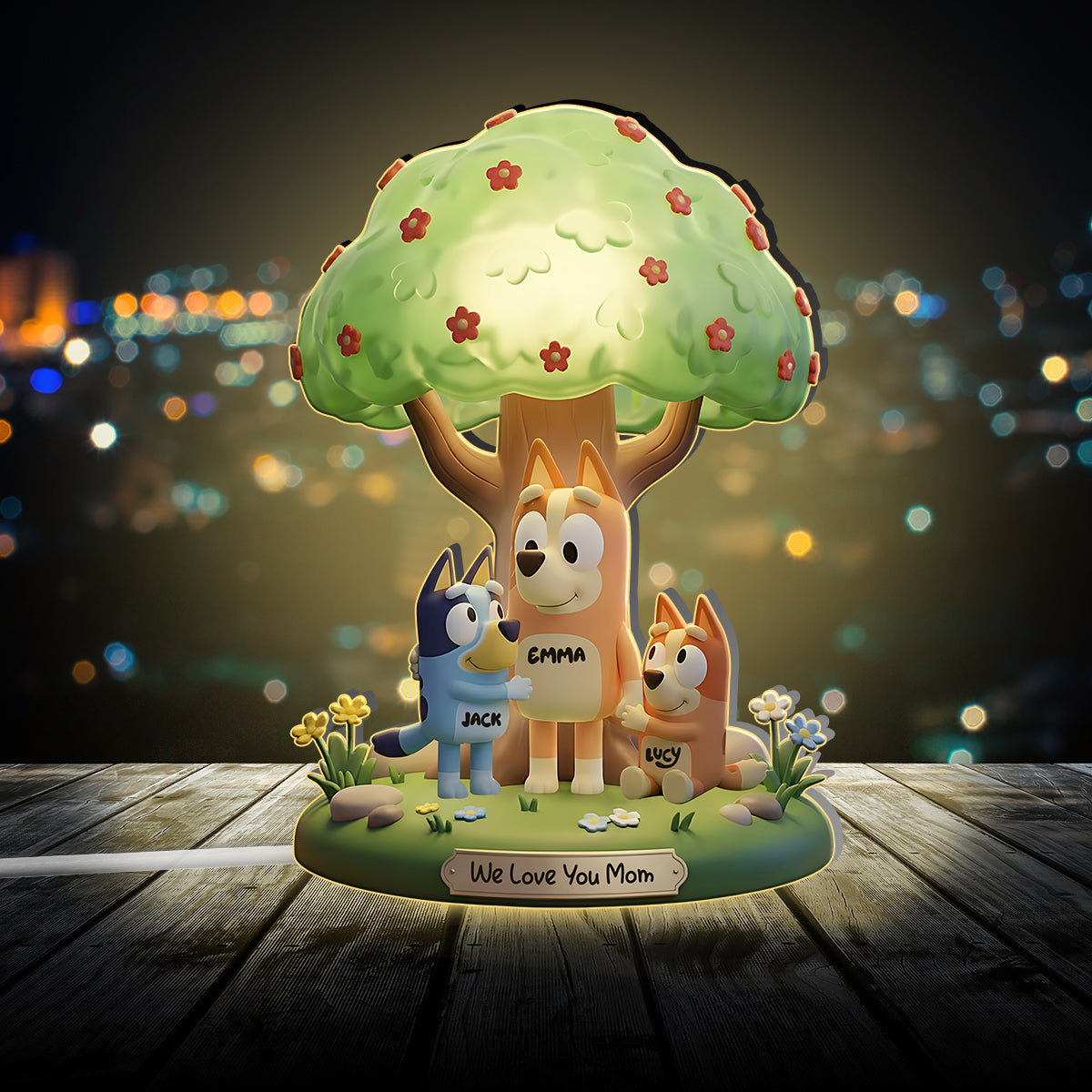 Blue & Orange Puppies' Mom - Personalized Blue Dog Acrylic LED Night Light