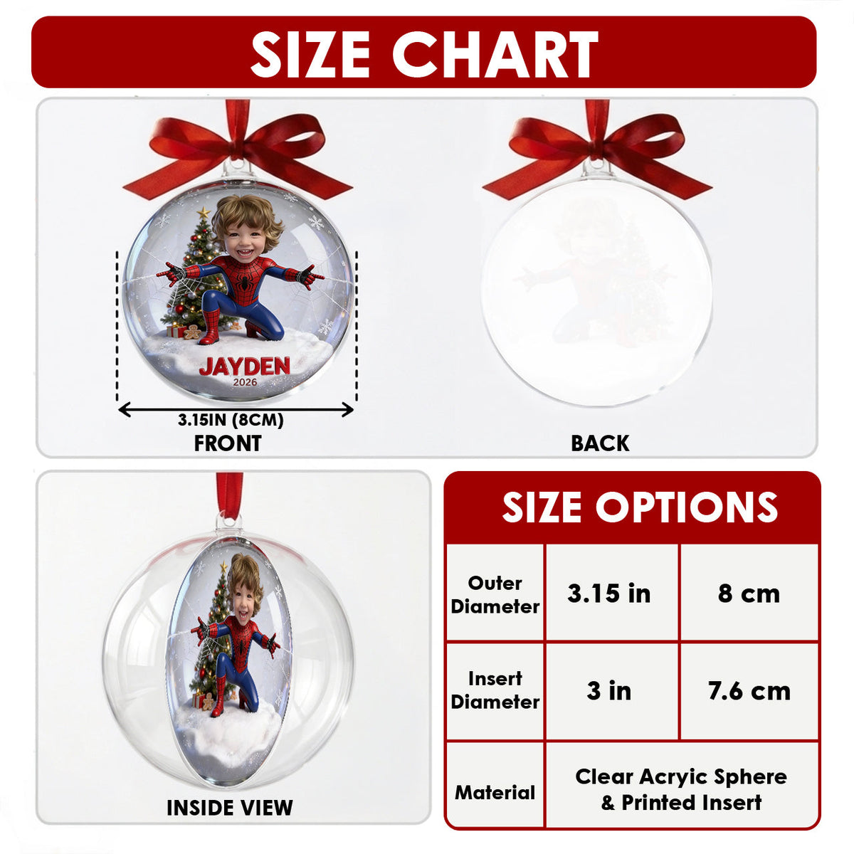 Spider Friends - Personalized Spider Acrylic Ball Ornament