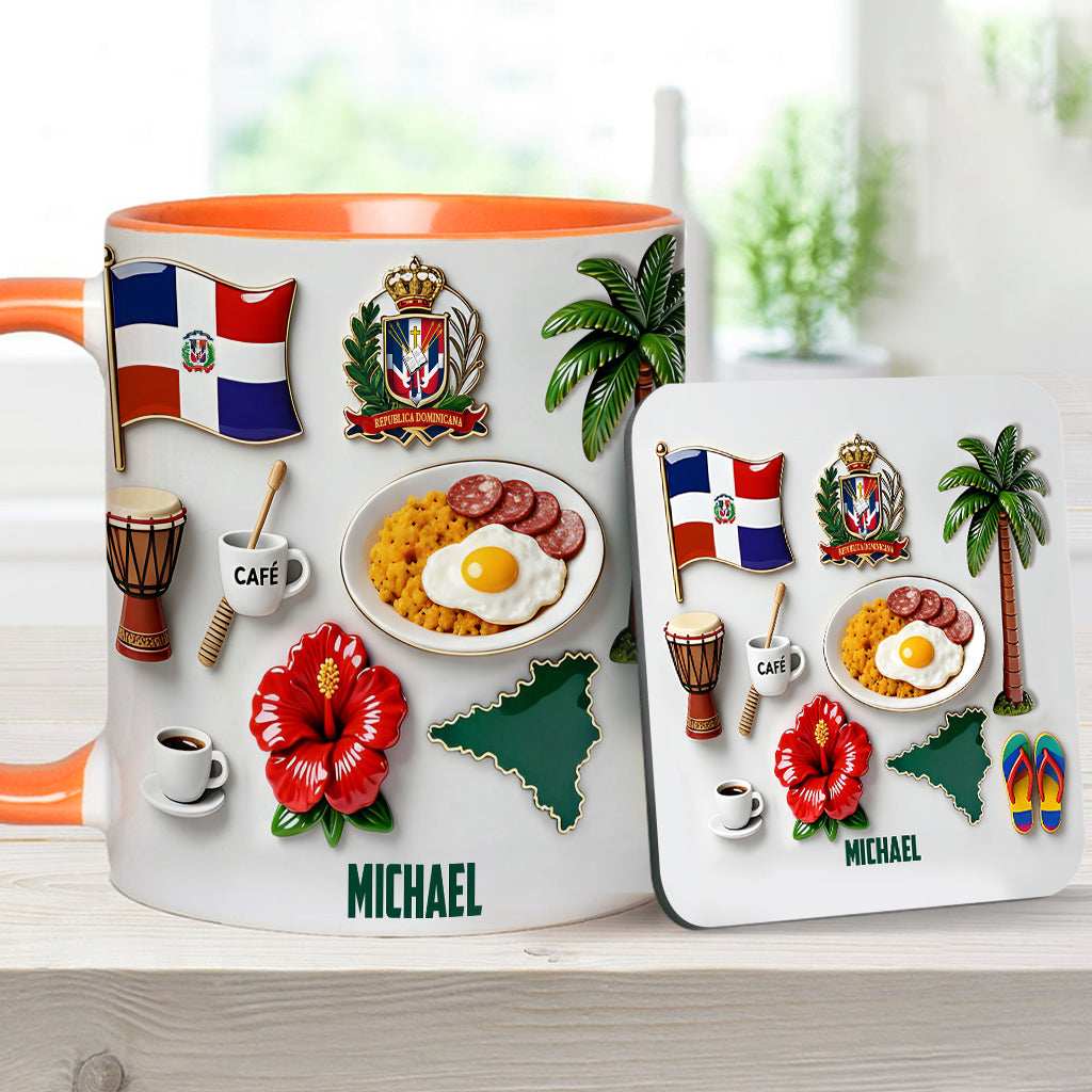 Proud To Be Dominicana - Personalized Expats Accent Mug & Coaster