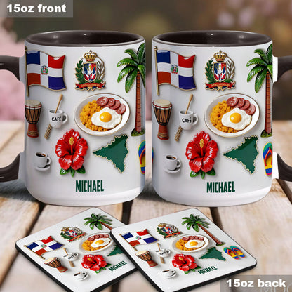 Proud To Be Dominicana - Personalized Expats Accent Mug & Coaster