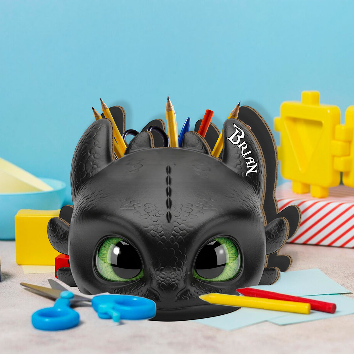 Amazing Dragon - Personalized Wooden Pen Holder