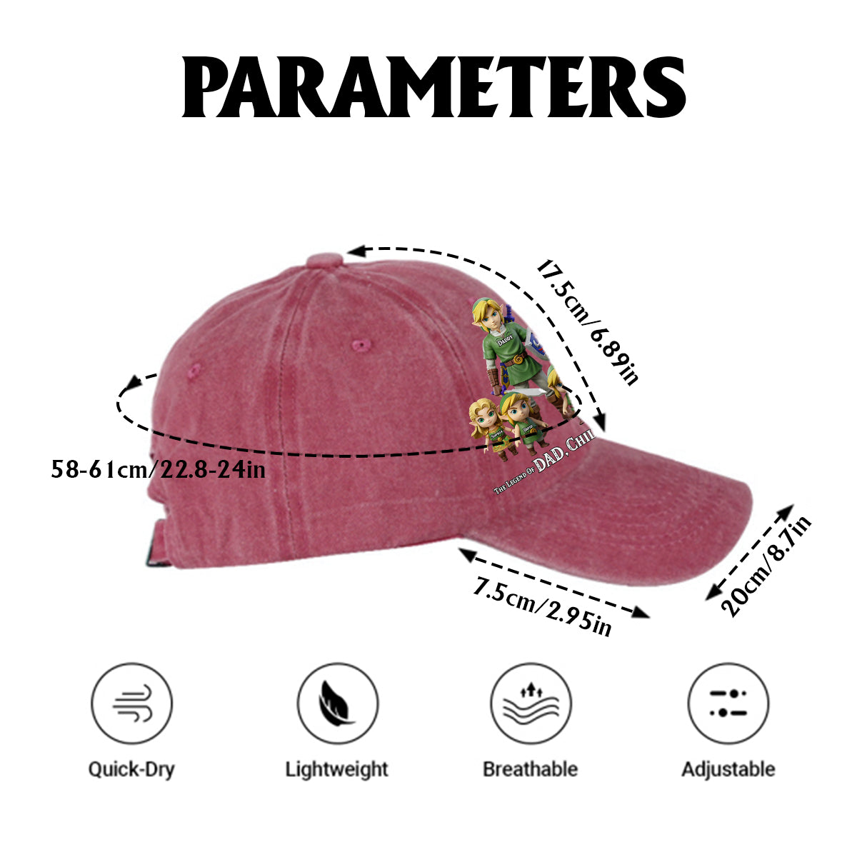 The Legend Of Dad - Personalized The Hero's Legend Washed Denim Cap