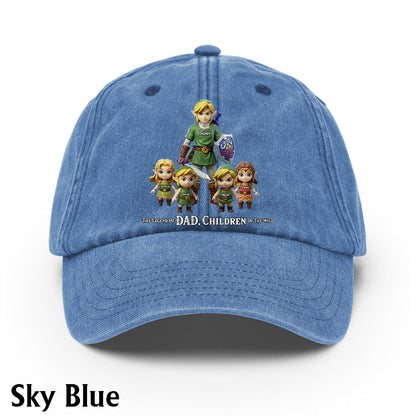 The Legend Of Dad - Personalized The Hero's Legend Washed Denim Cap