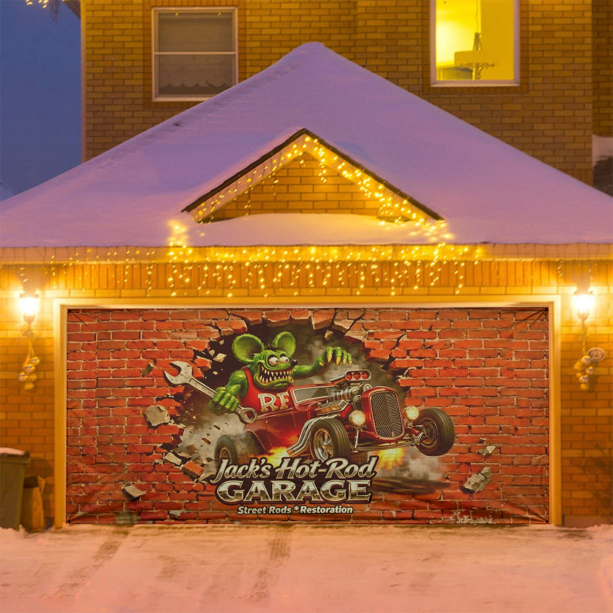 Hot Rod Decor - Personalized Hot Rod life Garage Door Banner