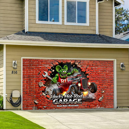 Hot Rod Decor - Personalized Hot Rod life Garage Door Banner