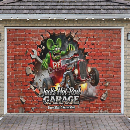 Hot Rod Decor - Personalized Hot Rod life Garage Door Banner