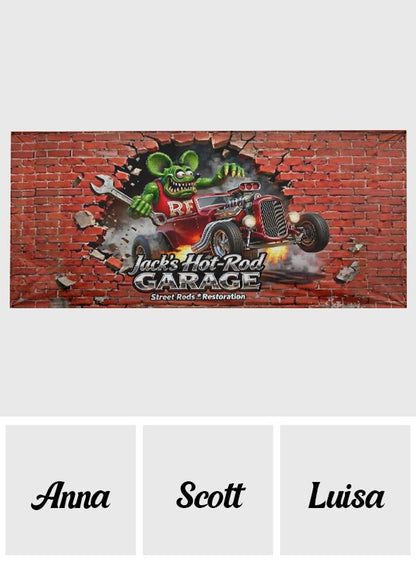 Hot Rod Decor - Personalized Hot Rod life Garage Door Banner