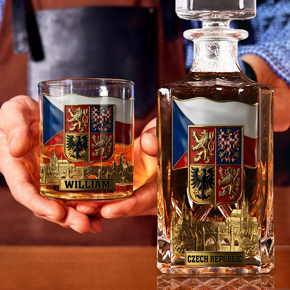 Proud Czech Republic - Personalized Expats Whiskey Decanter Set
