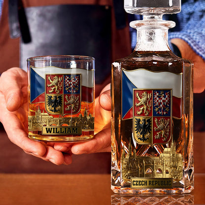 Proud Czech Republic - Personalized Expats Whiskey Decanter Set