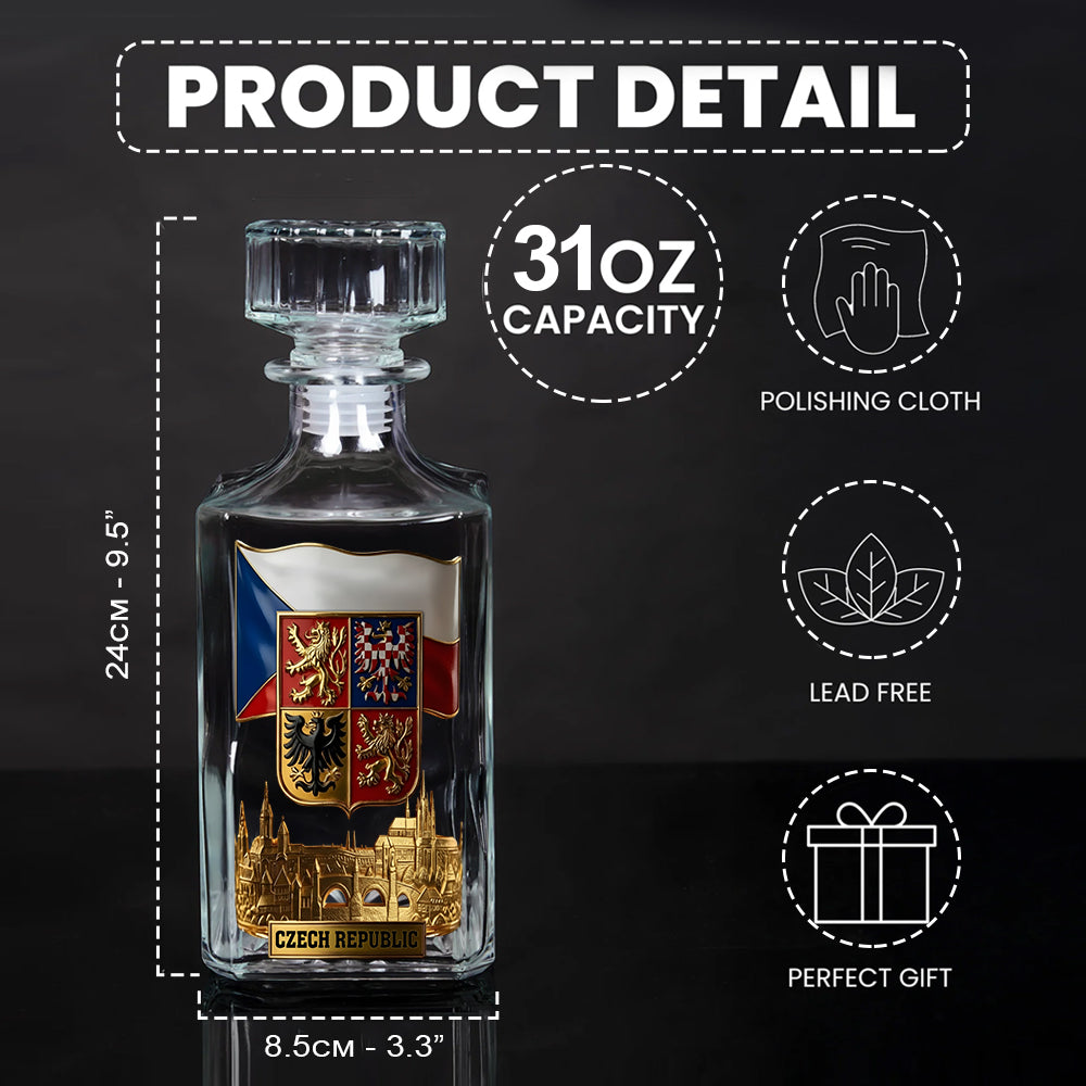 Proud Czech Republic - Personalized Expats Whiskey Decanter Set