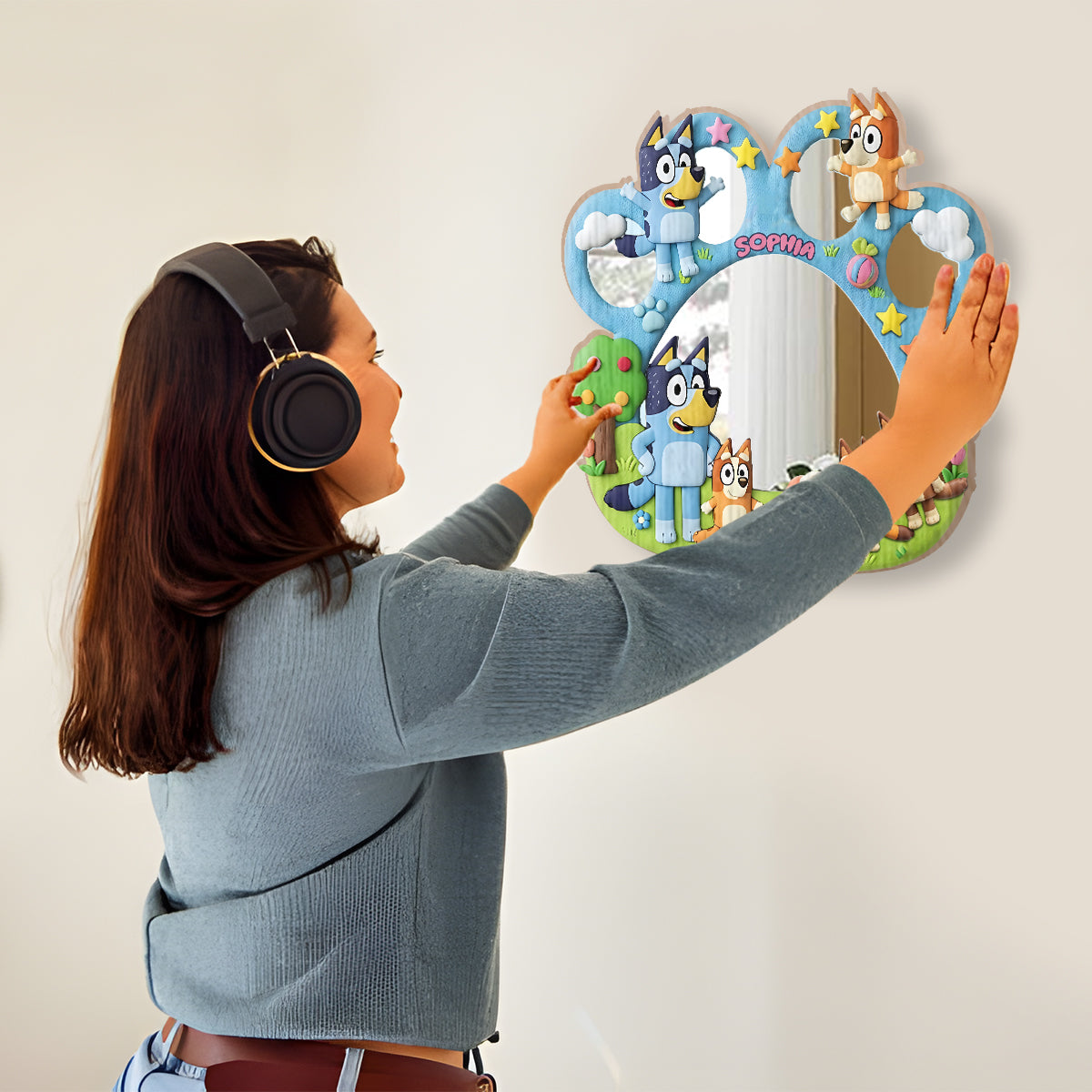 Rad Dog - Personalized Blue Dog Wall Hanging Mirror