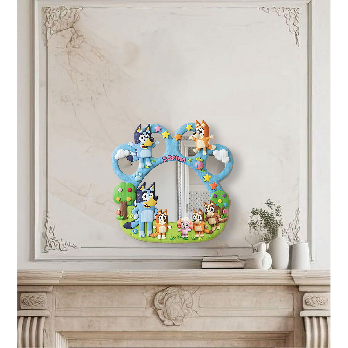 Rad Dog - Personalized Blue Dog Wall Hanging Mirror
