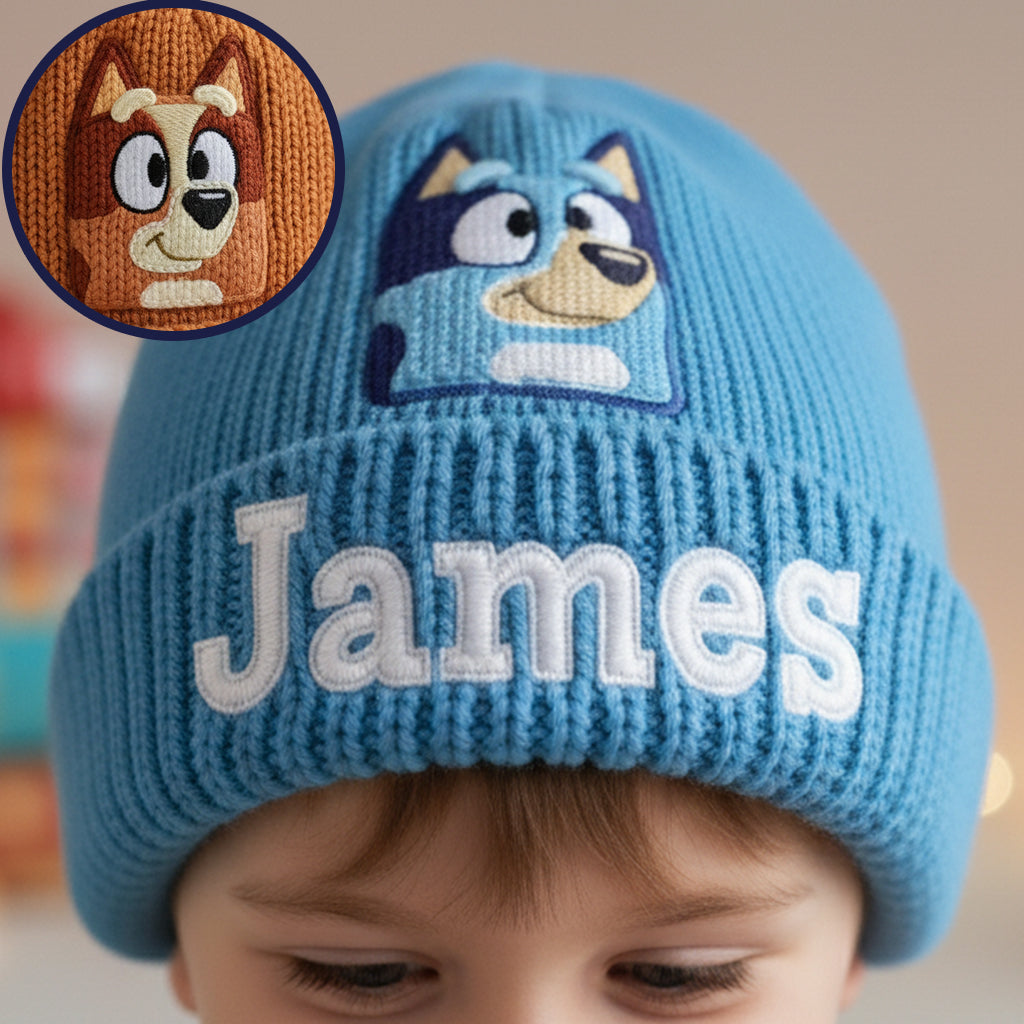 Blue Dog - Personalized Kid Beanie Hat