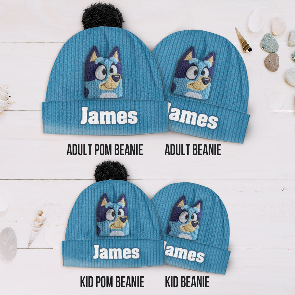 Blue Dog - Personalized Kid Beanie Hat