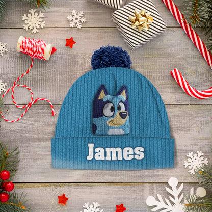 Blue Dog - Personalized Kid Beanie Hat
