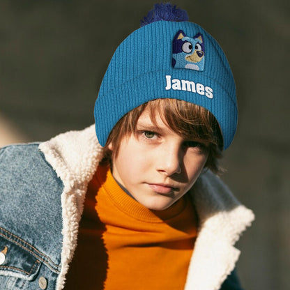 Blue Dog - Personalized Kid Beanie Hat