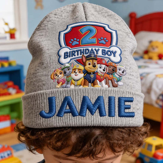 Birthday Girl Birthday Boy Gift - Personalized Cute Dog Beanie Hat